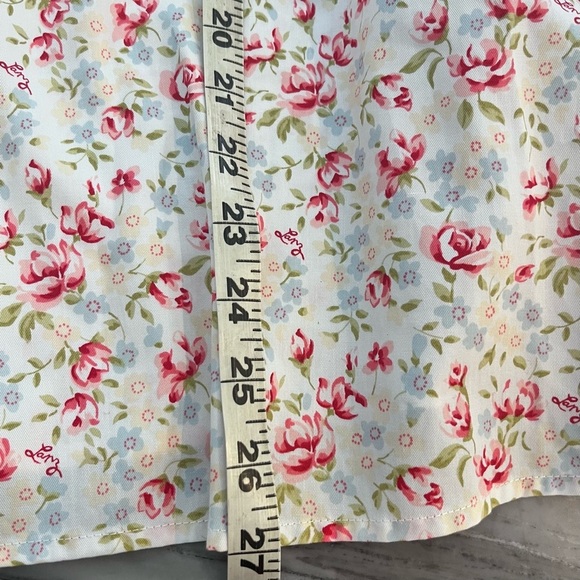 Lanz Of Salzburg Cotton Twill Floral Blouse Ruffled New Large Pink - Picture 6 of 8